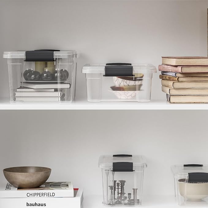 Superio Clear Storage Boxes with Lids, 2.4 Quart Plastic Container Bins for Organizing, Stackable Crates, BPA Free, Non Toxic, Odor Free, Organizers for Home, Office and Dorm,