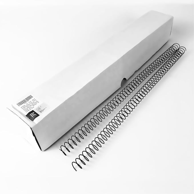 Binditek Metal Spiral Binding Coils, 12 mm, 4:1 Pitch, Black, 30 Pack | Coil Binding Spines, 1/2", 90 Sheet Capacity, 48 Loops, for Letter-Size Reports, Presentations, School and Office Projects