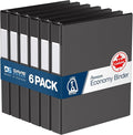 Premium Economy 6-Pack 3-Ring Binders for School or Office, D-Ring Binders, 1 Inch, Black