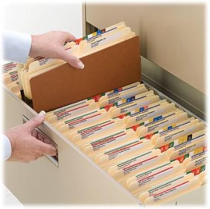Smead 100% Recycled File Pocket, Straight-Cut Tab, 5-1/4" Expansion, Legal Size, Redrope, 10 per Box (74206)