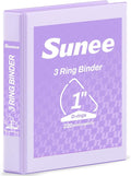 SUNEE 3 Ring Binder 1 Inch D Ring, Clear View Binder Three Ring PVC-Free (Fit 8.5x11 Inches) for School or Office Supplies, Light Purple, 1 Pack