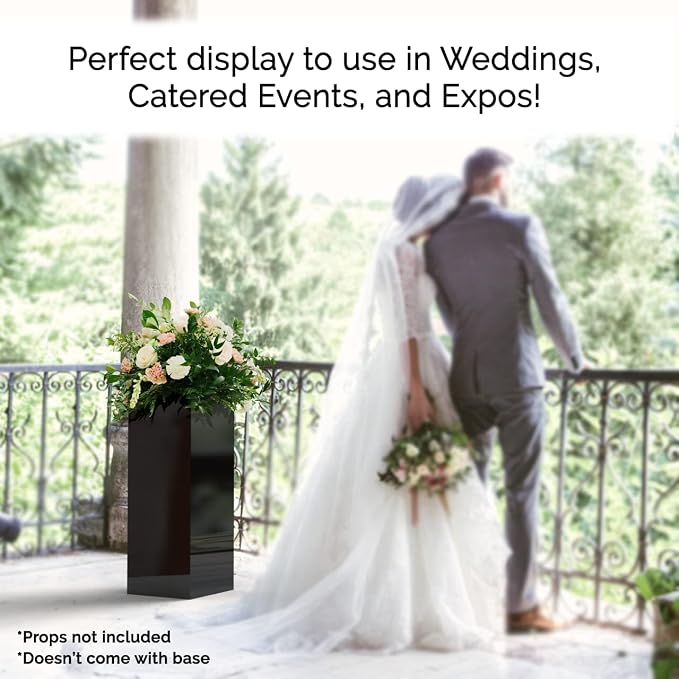 Marketing Holders 2 Pack Acrylic Display Riser Box Tall Pedestal Stand No Lids Art Glossy Black 12" x 12" x 32" Event Flower Arrangement Plant Stand Retail Product Riser