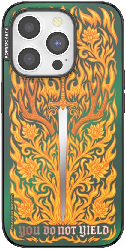 PopSockets iPhone 15 Pro Phone Case with MagSafe- Fireheart | Magnetic, Wireless Charging, Camera & Drop Protection, Acotar, Throne, Glass, Sarah, Dragon