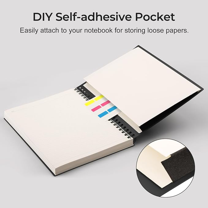 AHGXG Spiral Notebook College Ruled - Spiral Journal Perforated Notebook A4 8.5" x 11", 300 Pages Easy Tear Perforated Pages, 100GSM Thick Paper, Plastic Hardcover, for Writing Work School, Black
