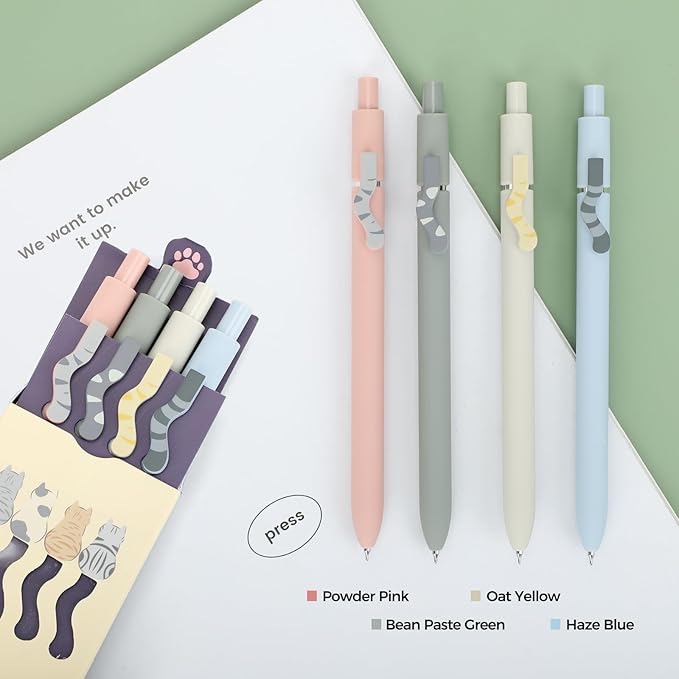 Ddaowanx Cute Cat Pens,8 Pcs 0.5mm Quick Dry Black Ink Gel Pens Fine Point Smooth Writing Pens,Cat Lover Gifts for Women Men
