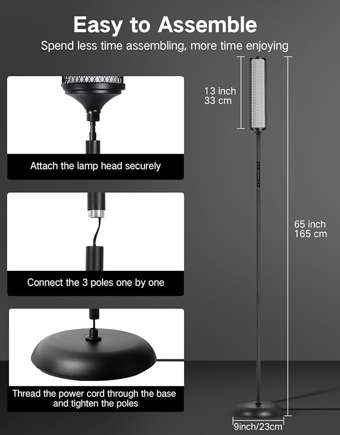 OUTON LED Floor Lamp with Remote & APP Control, Tall Standing Lamp, 16 Million Colors, 32 Scene Modes & Music Sync, Modern Corner Lamps for Living Room, Bedroom, Gaming, Black & Metal Lampshade