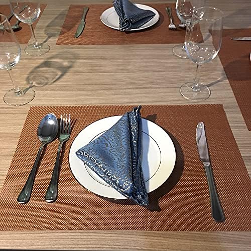 WAZAIGUR Placemats Crisscross Woven Vinyl Place Mats Set of 4 Rust Red