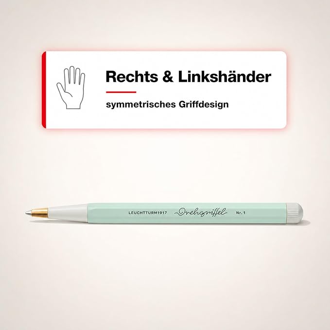 LEUCHTTURM1917 - Drehgriffel Writing Pen (Mint Green) - Ballpoint Pen with Royal Blue Ink Included