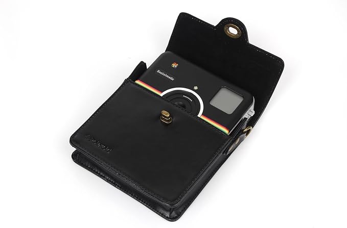 Polaroid Custom Designed Vintage-Inspired Genuine Leather Case for Polaroid Socialmatic - Removable Shoulder Strap Included - Black