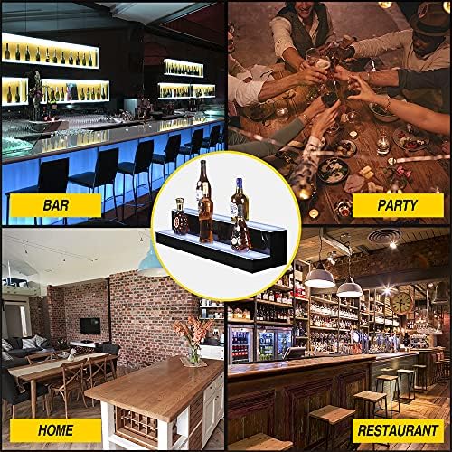 MESAlLUP Acrylic 40 Inch 2 Tier LED Liquor Bottle Display Shelf, Lighted Bar Shelves with APP or Remote Control, Mulit Color Lighting for Home Mini Bars Decor, Restaurants & Party Use