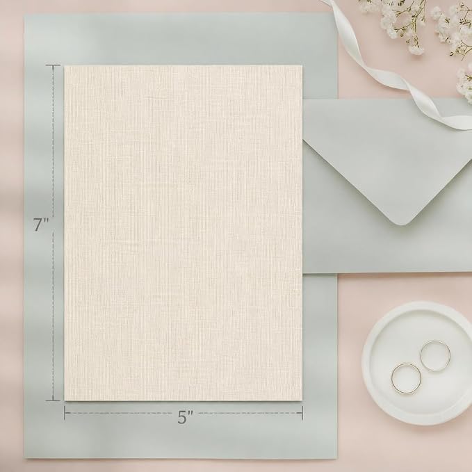 200 Sheets Ivory Linen Textured Cardstock Paper | 5x7 Inch Double-sided Textured Thick Cardstock for Printing, Wedding Invitations, Certifications or Crafts