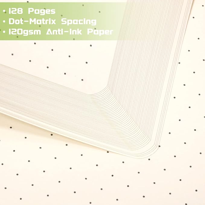 Dotted Journal/Notebook - Dot Grid Hard Cover Notebook, 5.3'' x 8.26''