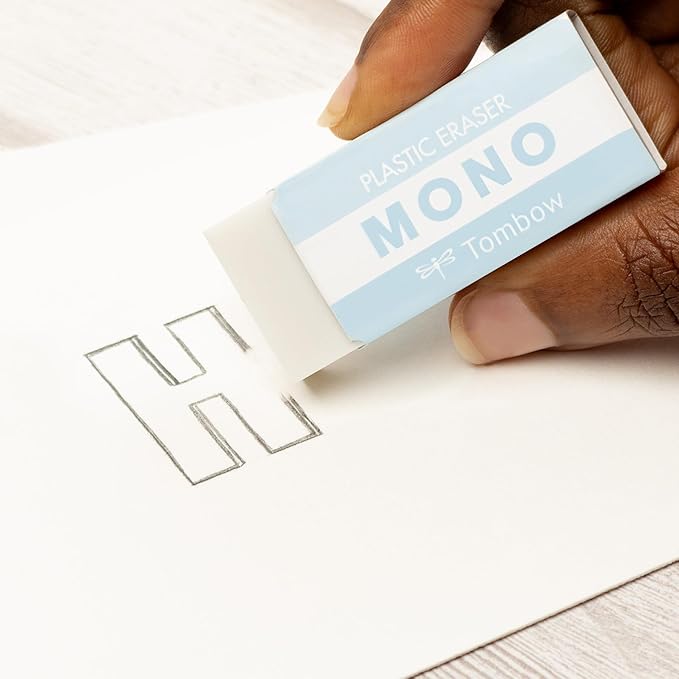Tombow MONO Graph and MONO Eraser, 0.5 mm, Ice Blue, Precision with 4 mm Tip, Innovative Shake Mechanism, More Stable Brass Pliers, Refillable, Includes Eraser [SH-MG44-PE04A]