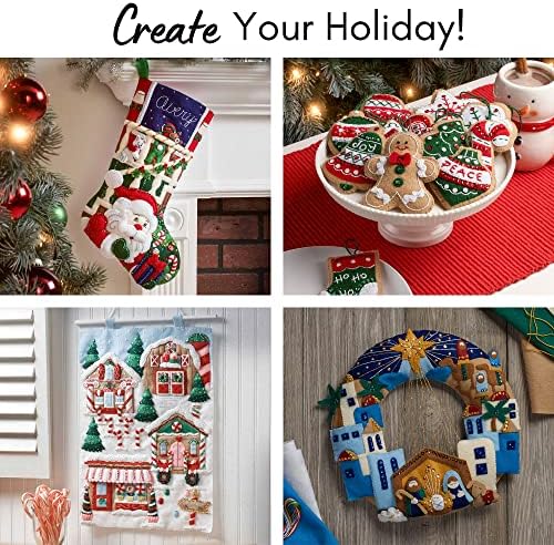Bucilla Felt Applique 6 Piece Ornament Making Kit, Festive Reindeer, Perfect for DIY Arts and Crafts, 89299E