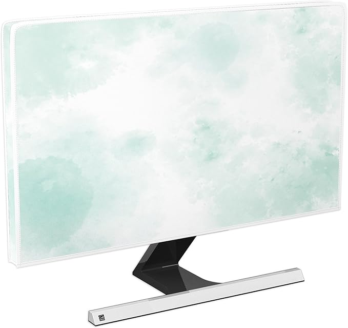 Baocicco Abstract Watercolor Waterproof TV Display Screen Cover 32 Inch Cyan Marble Dip Dyeing Dust Proof TV Covers for Television Screen Anti-Static Dustproof Protective，Mint Green