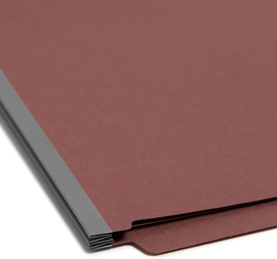 Smead End Tab Pressboard Classification File Folder with SafeSHIELD® Fasteners, Letter Size, 1 Divider, Red, 10 Folders per Box (26855)