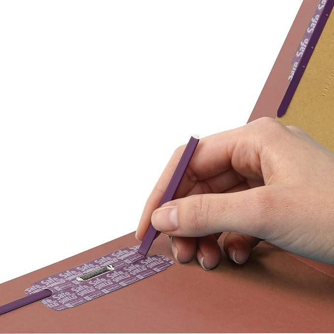 Smead End Tab Pressboard Classification File Folder with SafeSHIELD® Fasteners, Letter Size, 1 Divider, Red, 10 Folders per Box (26855)