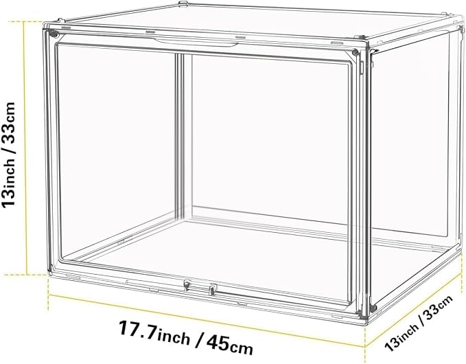 GUDEMAY Large Clear Stackable Acrylic Storage Bins with Door, Dustproof Figure Collectibles Display Case, Football & Motorcycle Helmet Showcase, Basketball, Sports Memorabilia Organizer (XL, Count, 3)