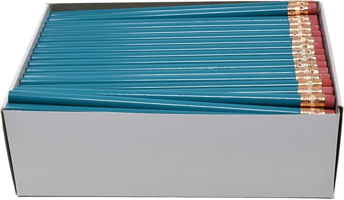 Pencil Guy Blank Round Pencils, Teal, 144 to a box