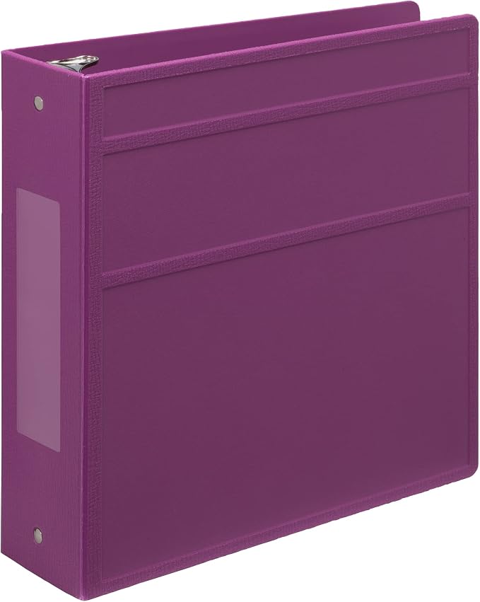 Carstens 3-Inch Heavy Duty 3-Ring Binder - Side Opening, Dewberry Purple, Durable Plastic, Precision No-Gap Rings, Waterproof Cover, No Pockets, Holds 400 Letter Sheets, BPA-Free Made in USA (1707-3R)