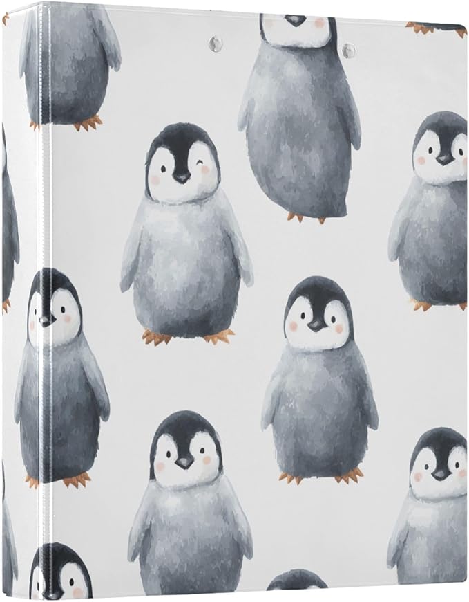 3 Ring Binder Black Penguin 1.5 inch Binders Three Ring Binders with Clipboard Fit 8.5'' x 11'' Paper 3 Interior PVC Clear Pockets for Office Supplies