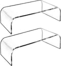 AMT 2 Pack Acrylic Laptop Monitor Stand & Computer Riser with Cat Keyboard Protector, Space-Saving Design, Extra Storage, Clear Shelf - Ideal for Monitors, Laptops, Printers, Desktop Decor