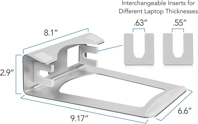 Mount-It! Vertical Laptop Stand for Desk, 2-in-1 Aluminum Laptop Holder & Angled Riser for 11–15 Inch Laptops, Space-Saving Laptop Dock for External Monitor Setup, Silver