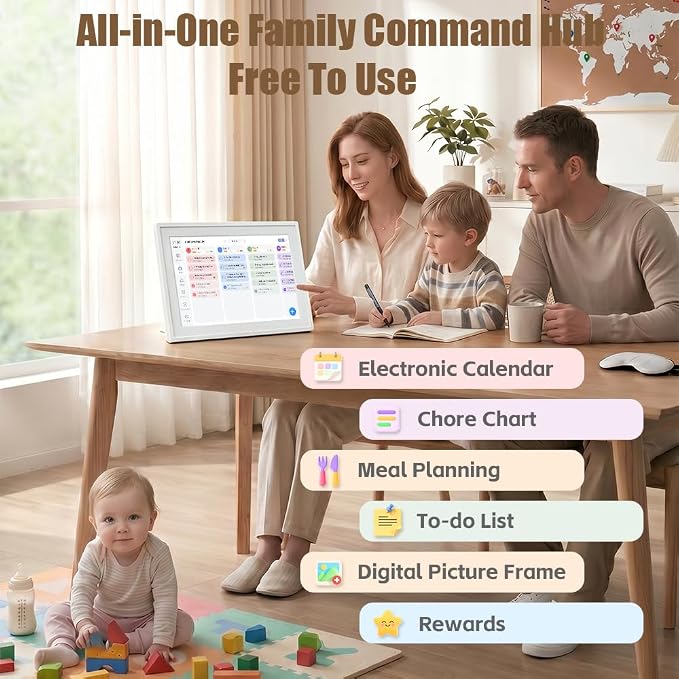 10.1 Inch Digital Calendar with IPS Touch Screen - Smart Electronic Calendar & Planner, Sync & Custom Alerts, Ideal Home Office Management Tool