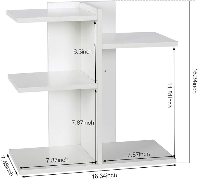 Wood Desktop Shelf Small Bookshelf Desk Supplies Organizers and Accessories Storage Display Rack Office Decor for Women, White