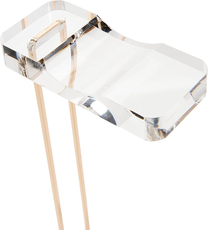 russell+hazel Acrylic Headphone Stand with Gold Hardware, Clear | Displays and stores headphones on a crystal-clear acrylic stand. Gold-toned hardware & polished edges dress up any workspace.