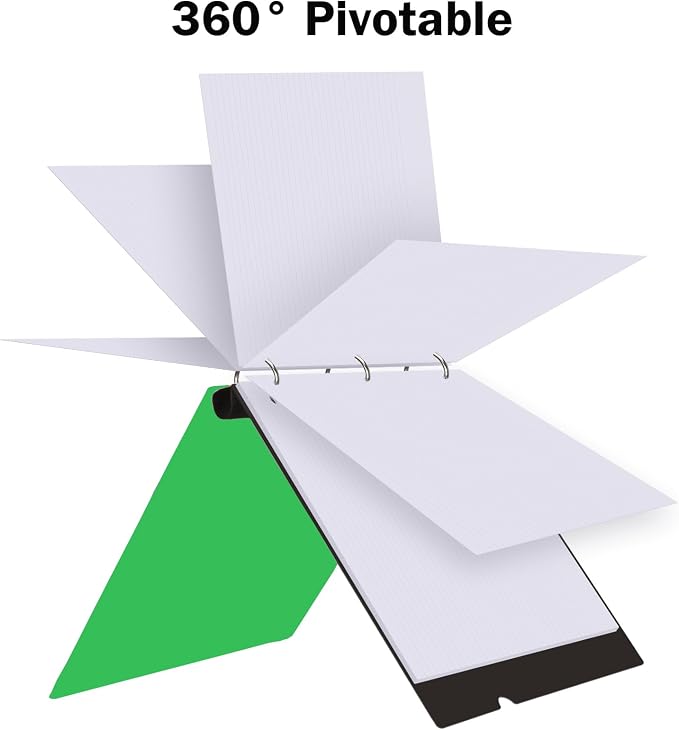 360 Degree Pivotable Binder, Upgraded 3 Ring Binder 1 inch, Flexible Binders 3 Ring, Foldable Three Ring Binders- Green