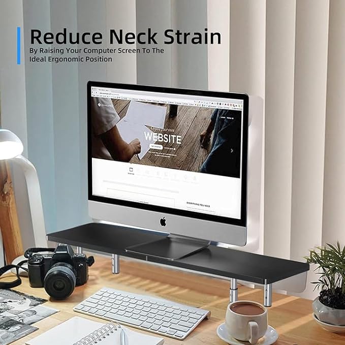 suptek Dual Monitor Stand Riser,Large Monitor Laptop Stand Riser 3 Adjustable Heights Computer Stand for Laptop, Printer, Notebook(MST016)