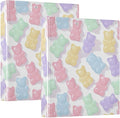 Cute Pastel Gummy Bears Round Ring Binders 1.5 Inch 3 Ring Binder with Clipboard Holds 200 Sheets Office Home School