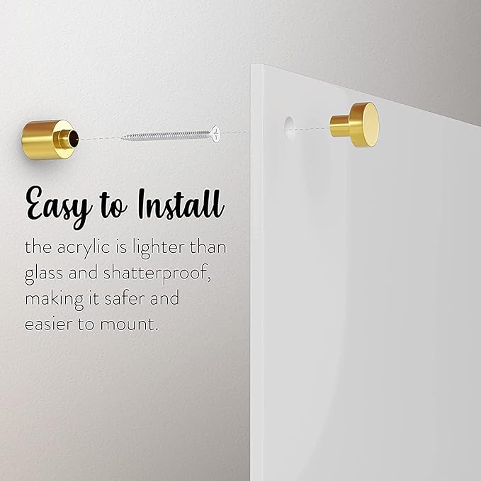 Acrylic Dry Erase Board for Wall with Stylish Border - Shipped Next Day, Made in USA, Non-Magnetic Whiteboard, Wall Mounted Board, Easy to Clean (White - 18x24)
