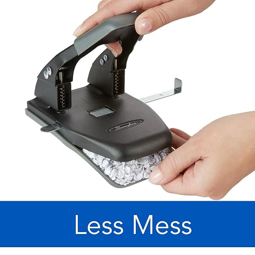 Swingline 2 Hole Punch,28 Sheet Capacity Hole Puncher,Paper Punch,Low Effort Comfort Handle,Alignment Guide,Black (74050),(Pack of 12)
