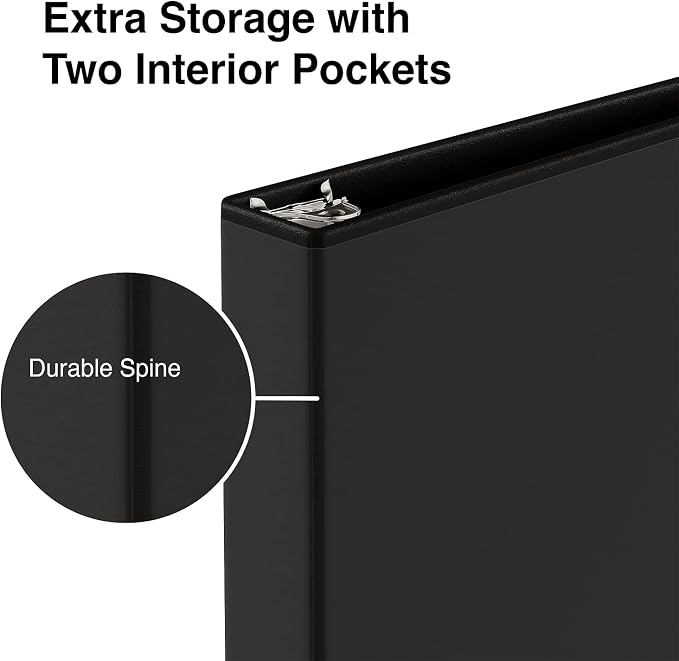 Staples Simply Economy 1.5-Inch Round Ring View Binder, Holds Up to 275 Sheets Each, 12-Pack, Black, Lightweight Binders for School & Office