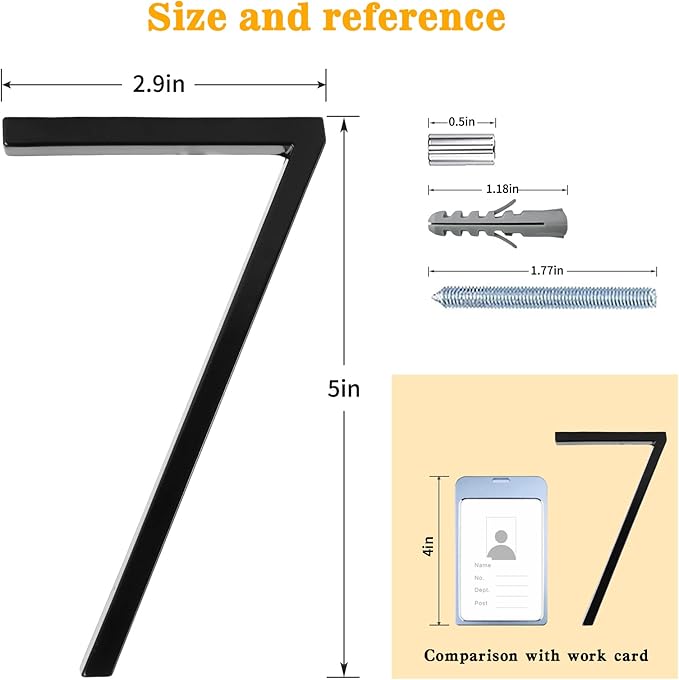 5" Floating Stainless Steel Address House Number, Modern Metal Anti-Rust House Numbers with Nail Kits for Door Garden Mailbox Decor Visibility Signage (5)