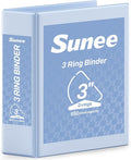 SUNEE 3 Ring Binder 3 Inch D Ring, Clear View Large Binder Three Ring PVC-Free (Fit 8.5x11 Inches) for School or Office Supplies, Haze Blue, 1 Pack