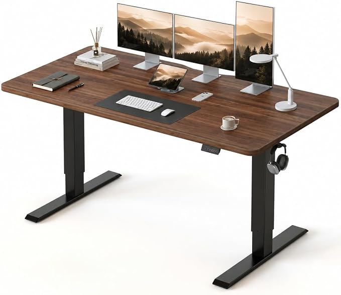 CubiCubi 63x28 Large Electric Standing Desk, 28" Deep Desktop, Black Walnut | Wide Surface, Sit to Stand, Computer Workstations, Home Office Desk, Next-Gen Frame, Advanced Motor, 176 lbs Capacity