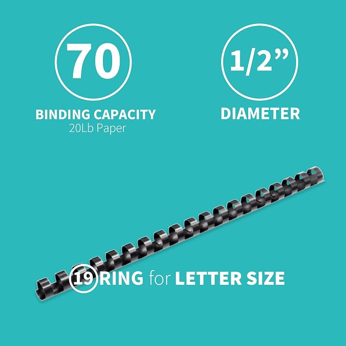 Binditek Binding Covers and Combs Kit, Letter Size, 120 Pack | Binding Covers and Comb Spines Set: 50 8Mil Clear PVC Covers, 50 Black Paper Covers and 20 1/2 in Combs for Reports