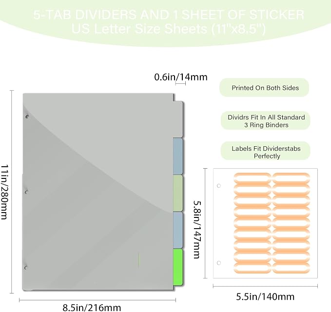 3 Ring Binder 1 inch with Clipboard - Tropical Palm Leaf Design, Includes Dividers, File Bag & Spine Label - Perfect for School, Office, and Organization, Holographic Waterproof Film