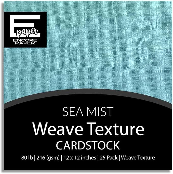Sea Mist—12x12 Textured Cardstock | 80lb Textured Blue Scrapbook Paper | Premium Cardstock for Cricut Cutting | 25 Sheets