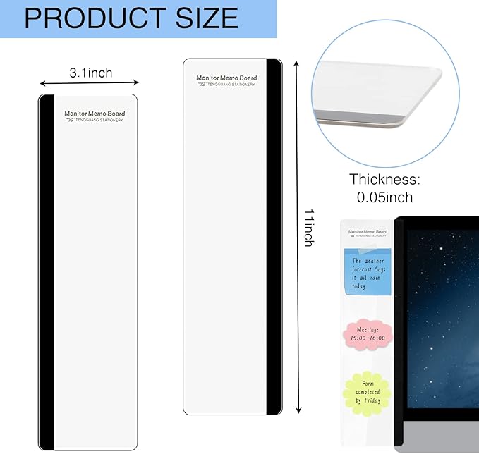 Monitor Memo Board - Multifunction Computer Monitor Memo Board Transparent Monitor Side Panel Creative Desktop Memo Board Easy to Use Suitable for Home Office Desktop Left and Right (4 pcs)