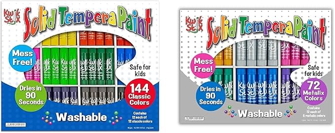 The Pencil Grip Kwik Stix Tempera Paint Pens, Super Quick Drying, Assorted Metallic and Classic Colors, 144/72 Count - TPG-644/629
