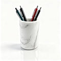 Marble Pen Holder, Minimalist Desk Stationery Cup for Home Office | Solid marble,Natural unique stone veins,Smooth polished finish,Weighted non-slip base,Stable anti-topple structure