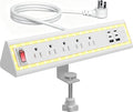 Desk Clamp Power Strip with Nightlight, 40W Fast Charging, 10FT Extension Cord, 4x20W USB-C & 2 USB Ports, 5 AC Outlets, Fits 1.69-Inch Table Edges
