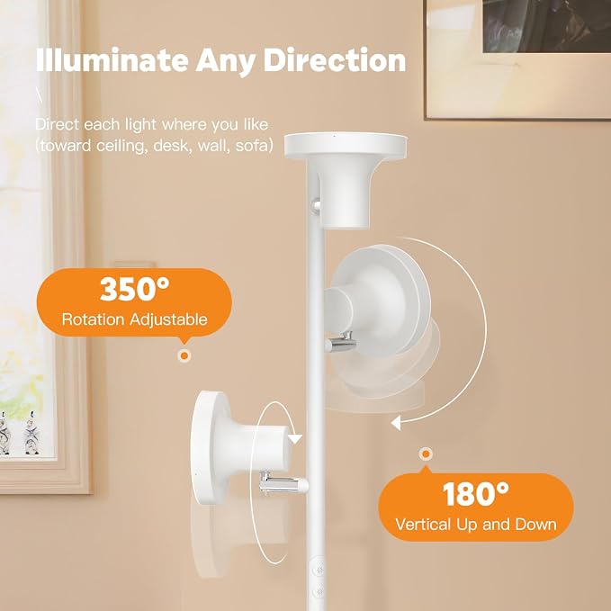 36W LED Tree Floor Lamp, Modern Dimmable Standing Lamp with Remote & Touch Control, 4 Color Temperatures, 3 Rotatable LED Light Floor Lamps for Living Room, Bedroom, Office