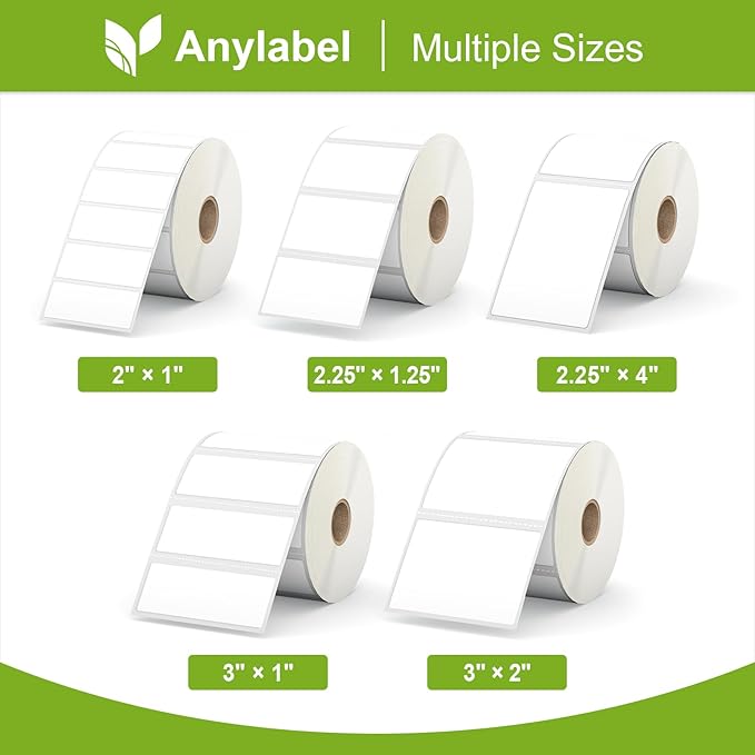 Compatible 2" x 1" Direct Thermal Labels Replacement for Barcodes Postage Address Shipping Compatible with Rollo & Zebra Desktop Printers Adhesive & Perforated (24 Rolls, 1300 Labels/Roll)