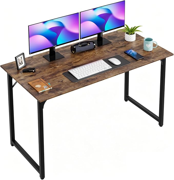 PayLessHere | 47 Inch Computer Desk | Vintage | Office Desk with Metal Frame, Adjustable Feet | Water-Resistant, Scratchproof Surface | Sturdy Writing Table for Home Office or Study | Pack of 1