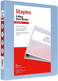 Staples Heavy-Duty 1-Inch 3-Ring View Binder, D-Ring, Light Blue | Durable binder for everyday school and office document organization.